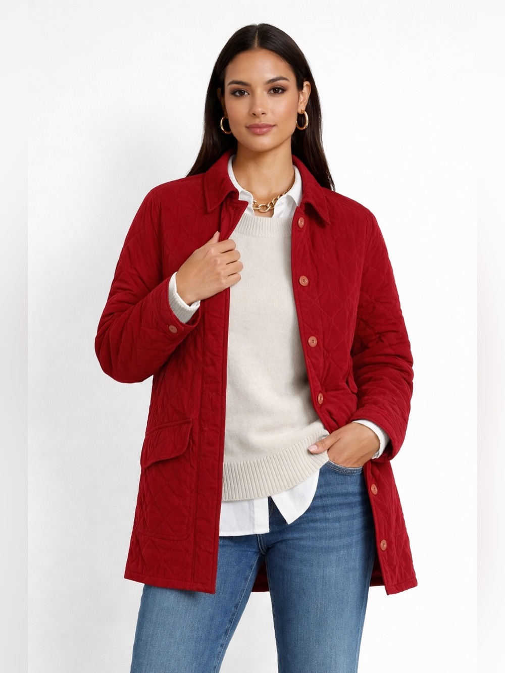 Facconable Red Quilted Jacket XS City Chic - Picture 1 of 14
